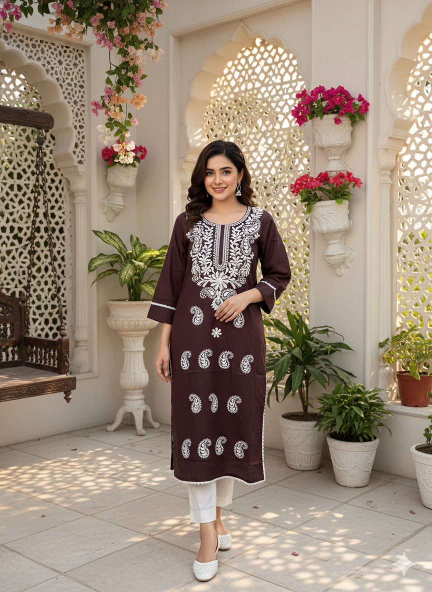 Embroidered Chikankaari Kurti