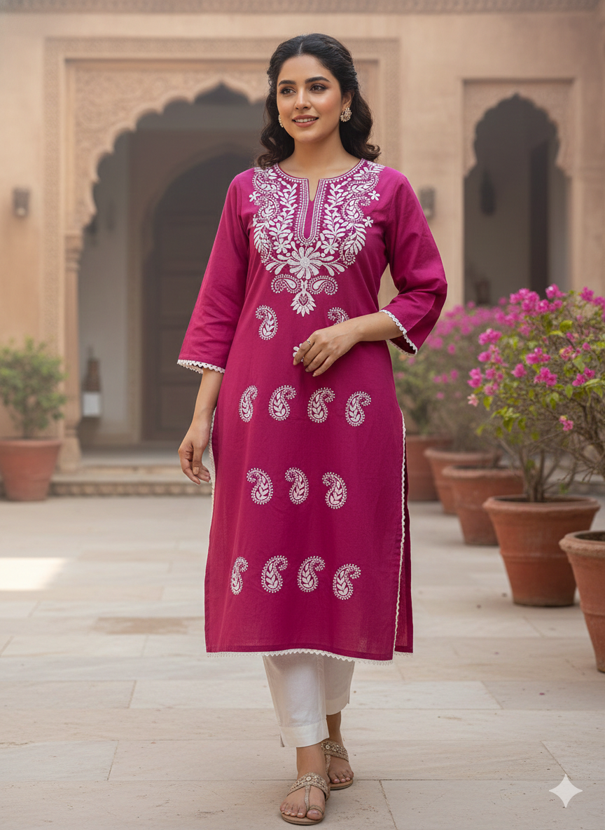 Embroidered Chikankaari Kurti
