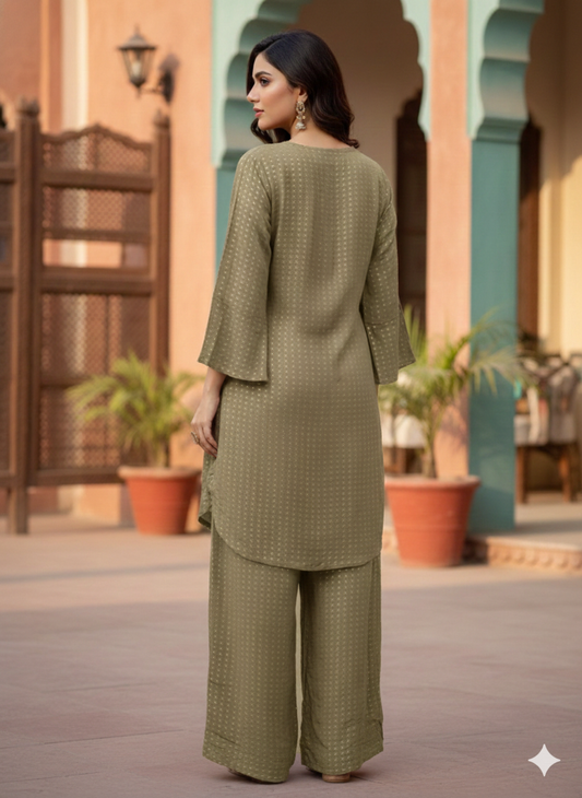 Mocha Bloom Co-ord Set - Green