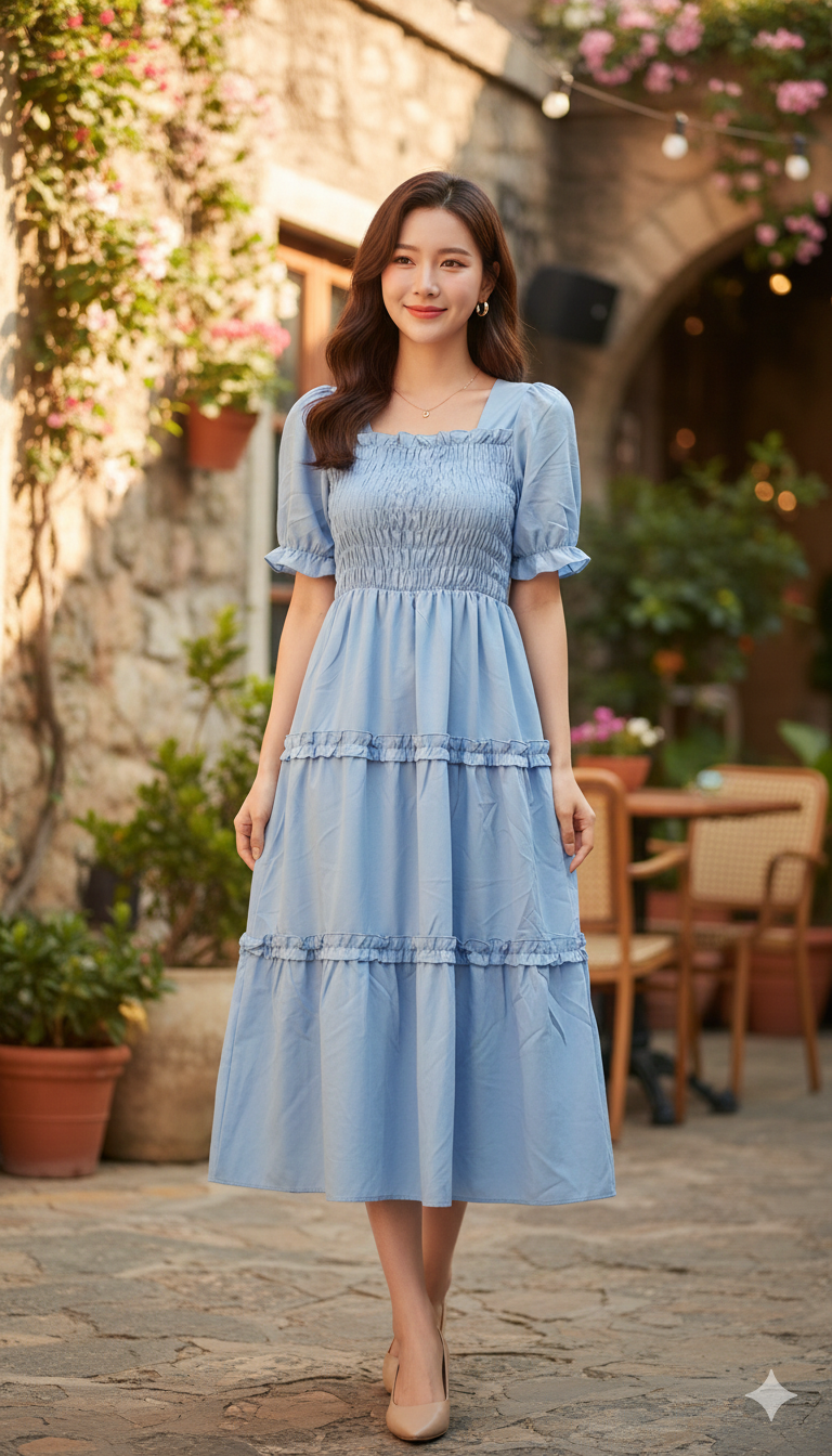 Autumn Glow Dress - Blue