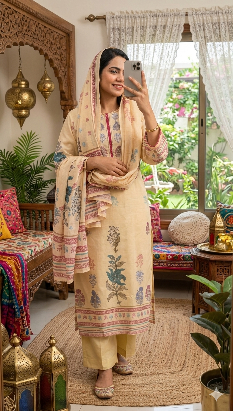 Golden Petal Salwar Suit