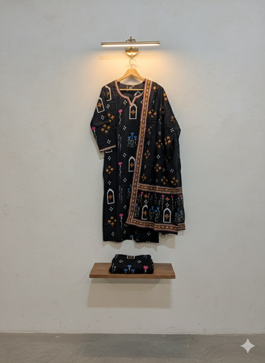 Kala Phoolkari Salwar 3-piece Set