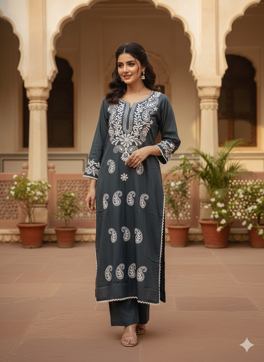 Embroidered Chikankaari Kurti