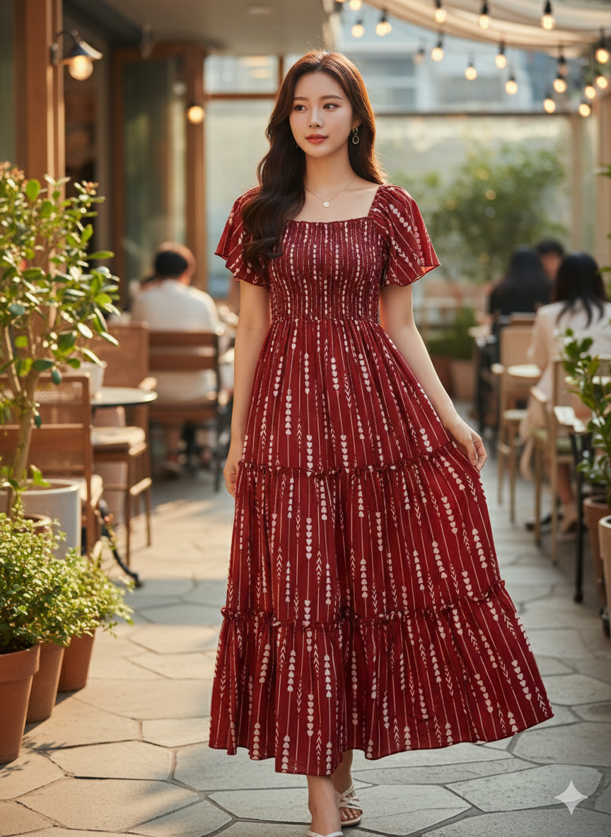 Cherry Petal Grace Dress - Red