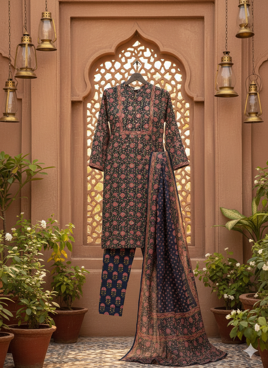 Zaitoon Phoolkari Salwar 3-piece Set