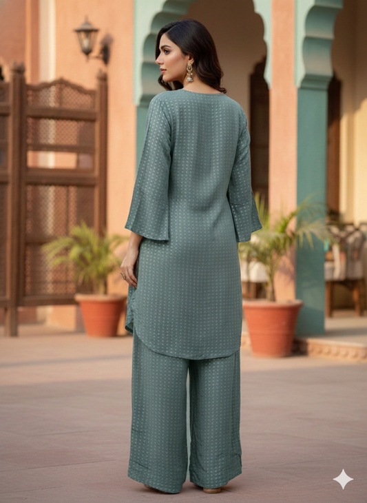 Mocha Bloom Co-ord Set - Blue