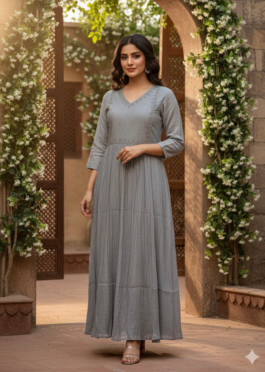 Aubergine Anarkali Top