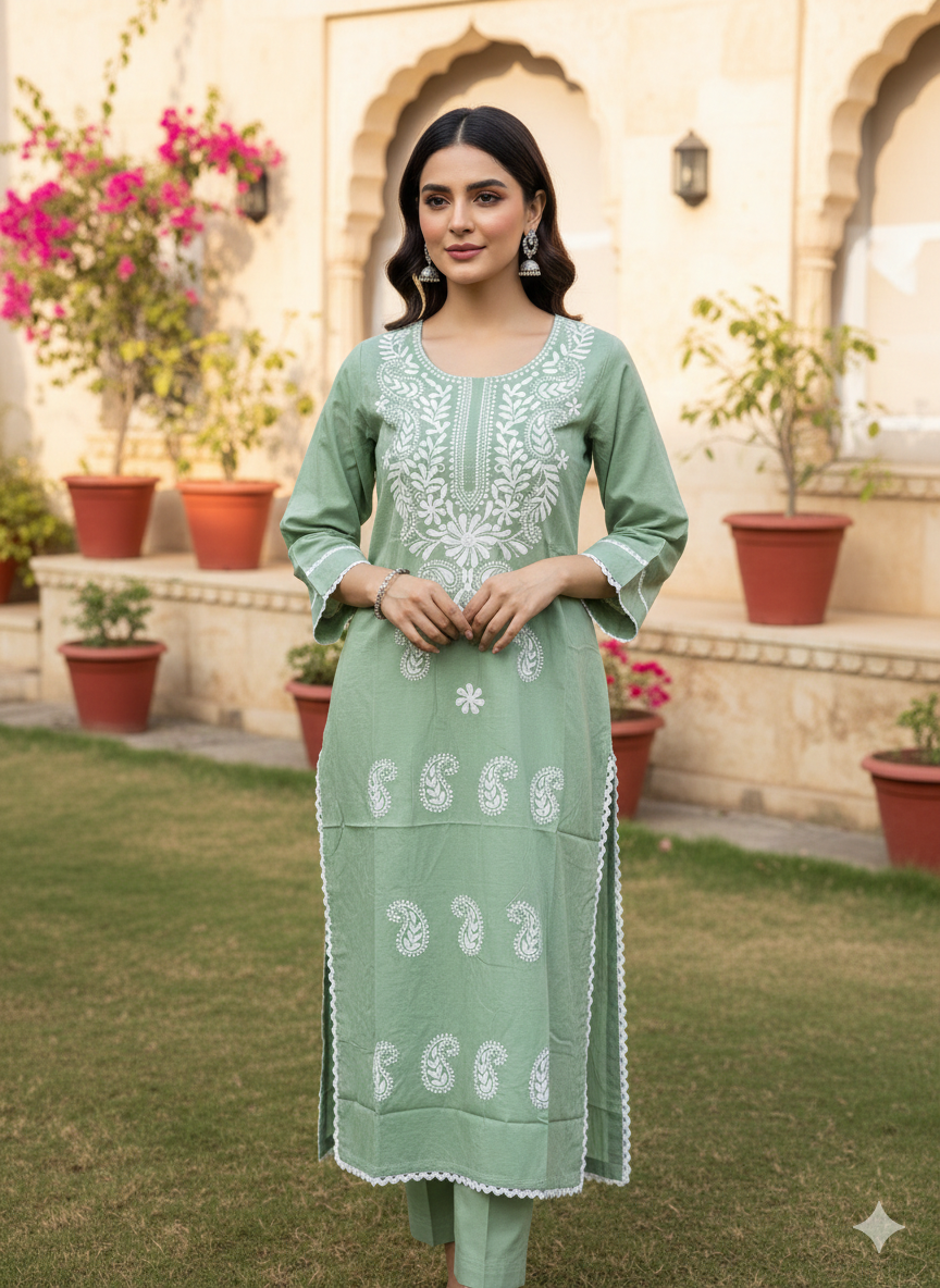 Embroidered Chikankaari Kurti