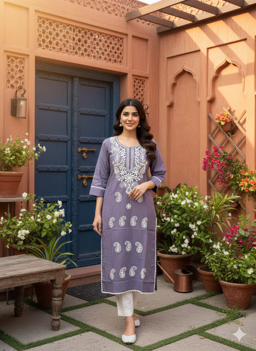 Embroidered Chikankaari Kurti