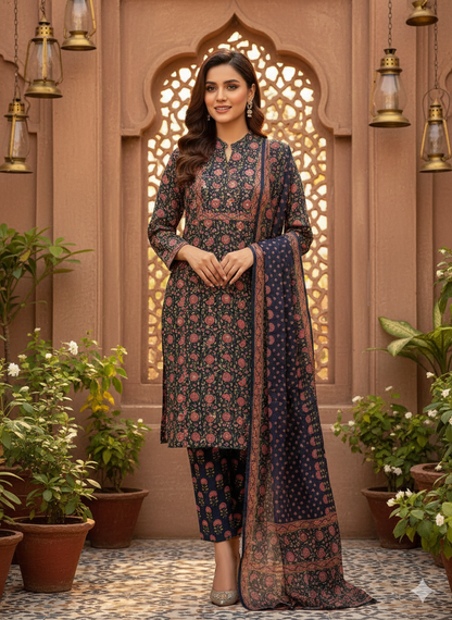 Zaitoon Phoolkari Salwar 3-piece Set