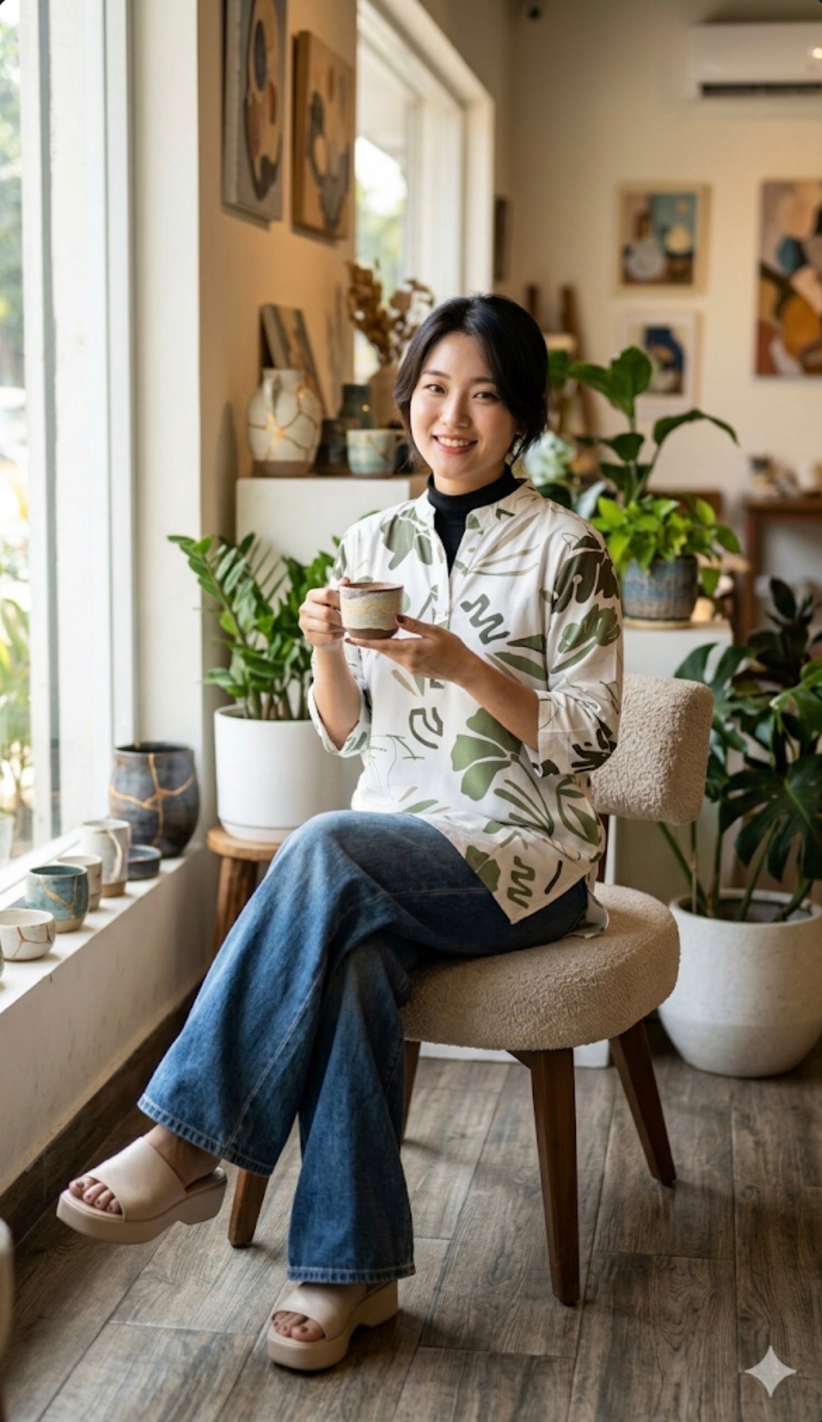 Minimal Leaf Charm Top