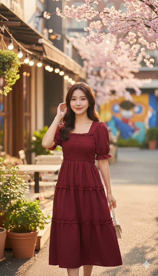 Autumn Glow Dress - Wine