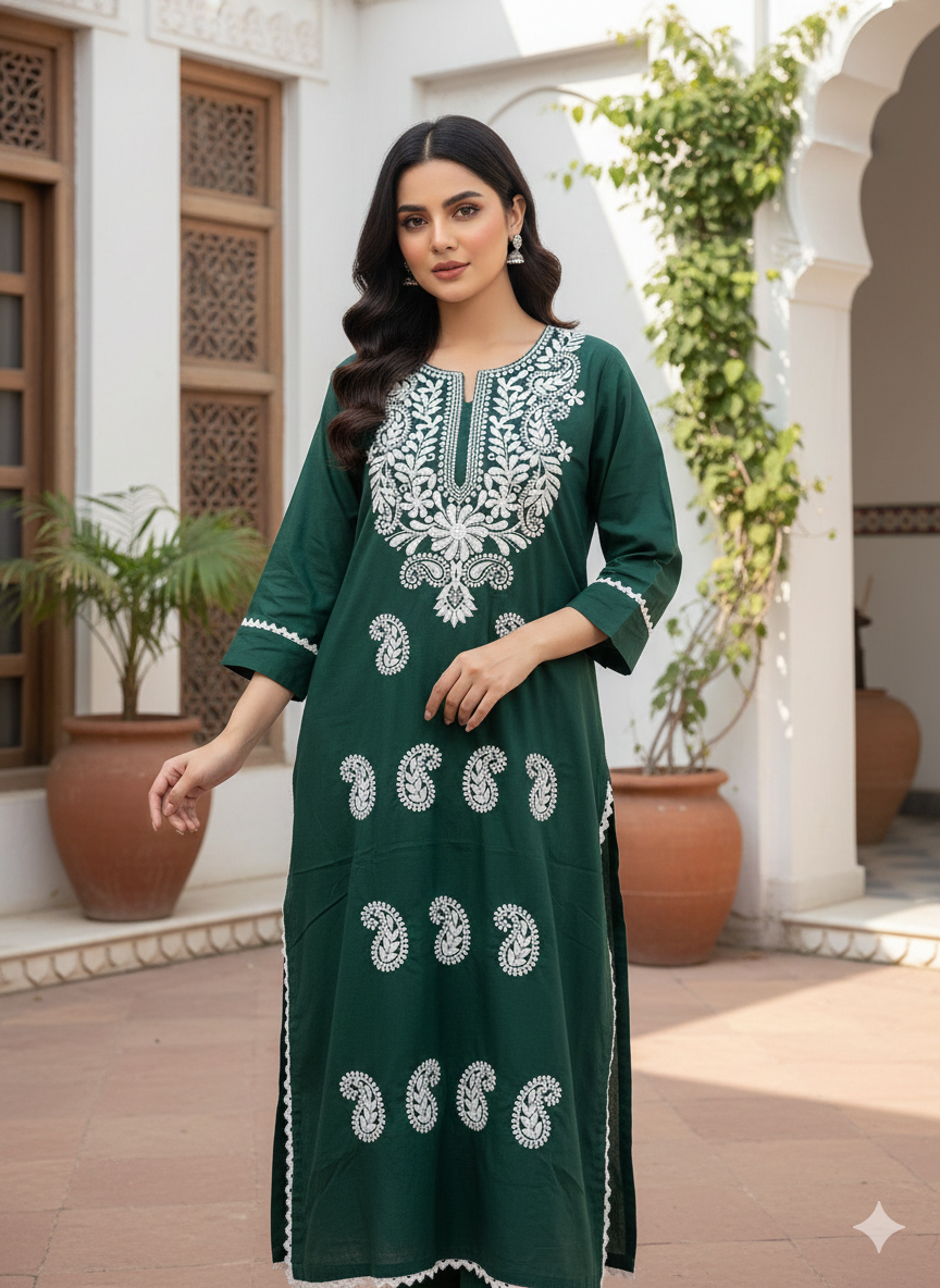 Embroidered Chikankaari Kurti