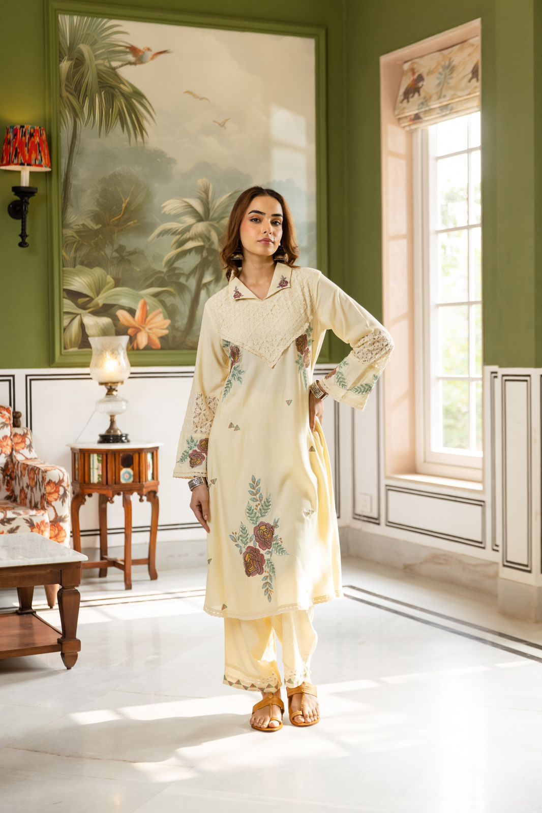Pakistani 2 piece Set - Cream