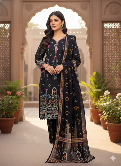 Kala Phoolkari Salwar 3-piece Set