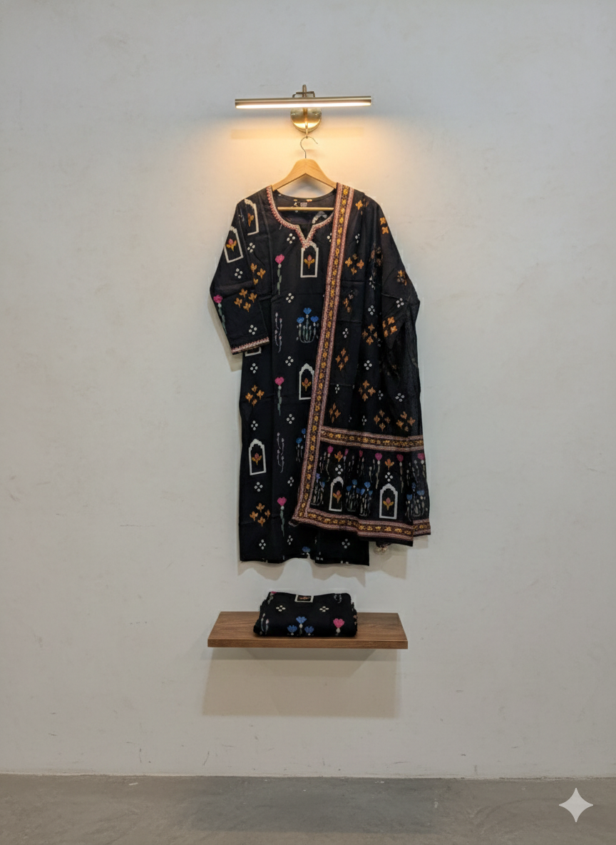 Kala Phoolkari Salwar 3-piece Set