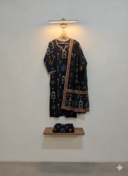 Kala Phoolkari Salwar 3-piece Set